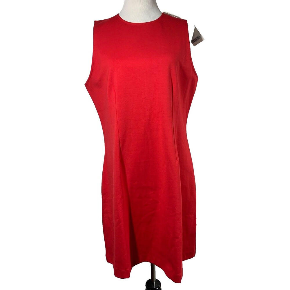 Everlane Dream 90’s Sleeveless Shift Dress Womens Size XL Classic Red NWT - Picture 2 of 10
